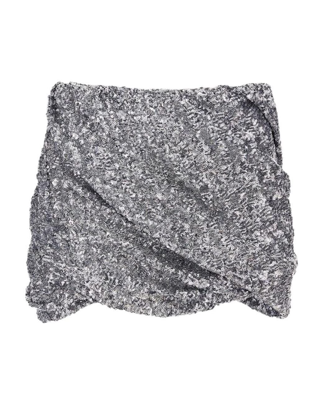 The Attico Gray The All-Over Sequinned Mini Skirt