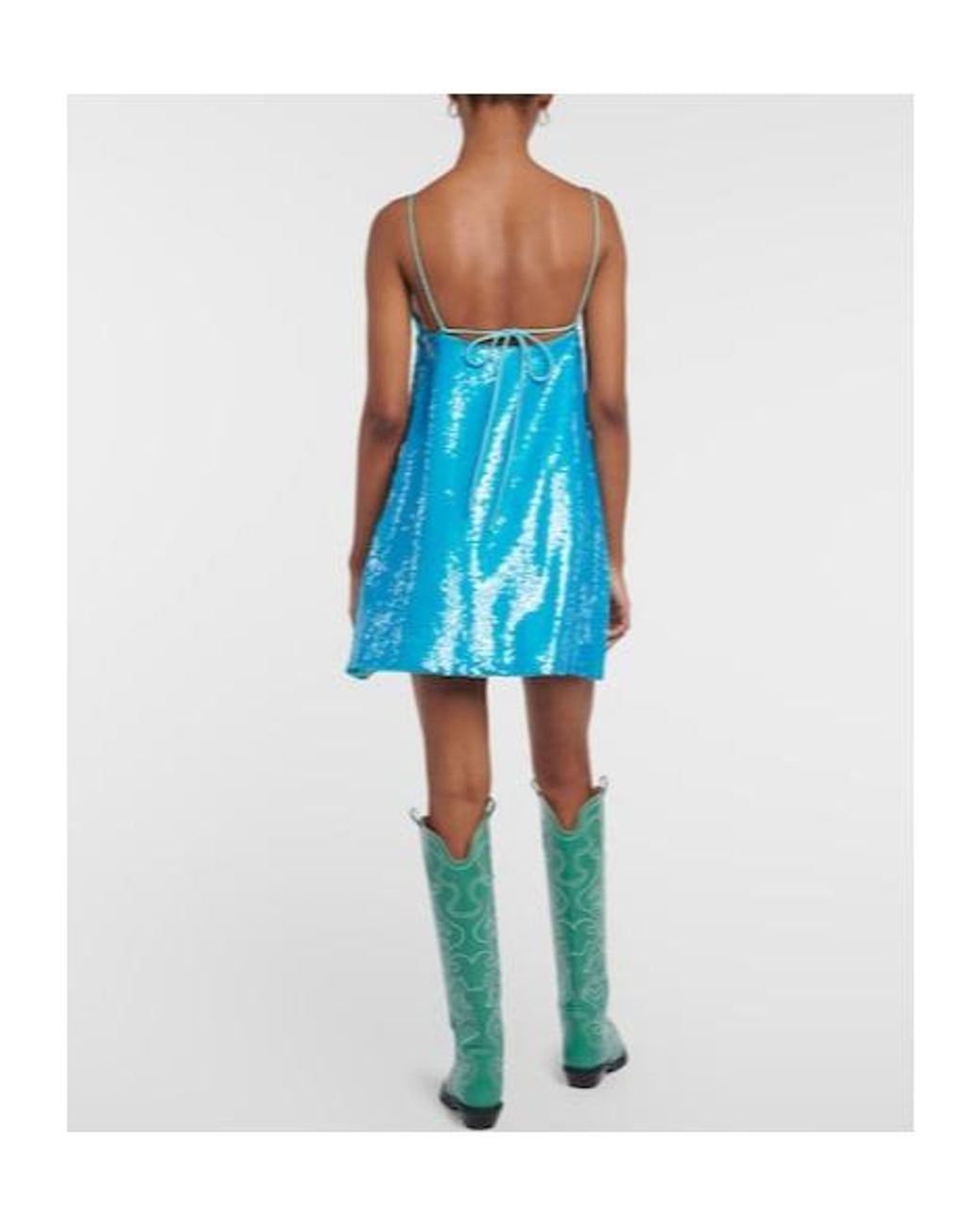 Ganni Blue Sequin Slip Dress