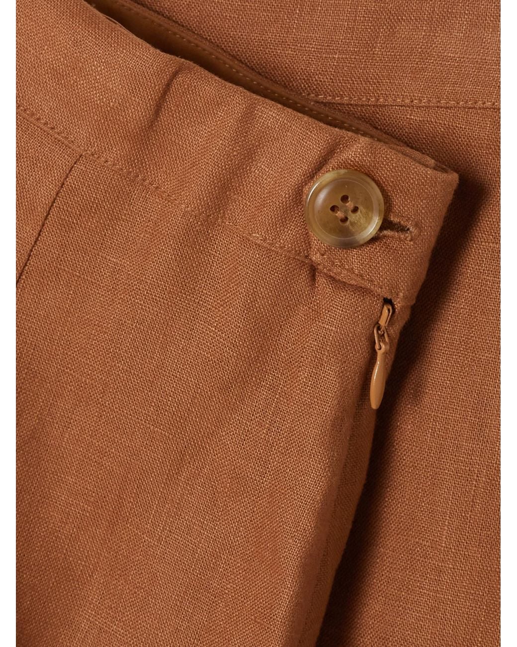 Posse Brown High-Waisted Linen Shorts