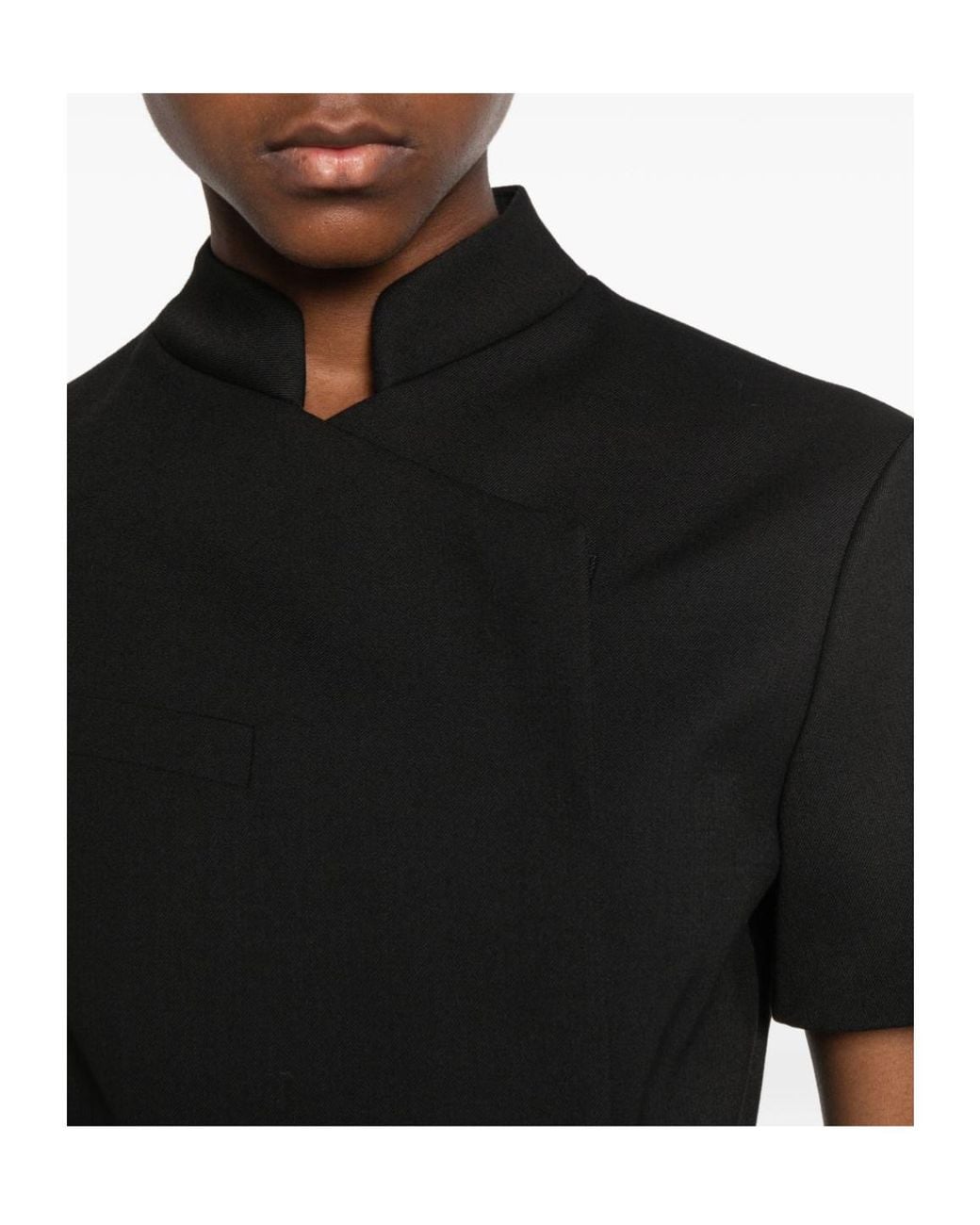 Coperni Black Short, Stand-Collar Dress