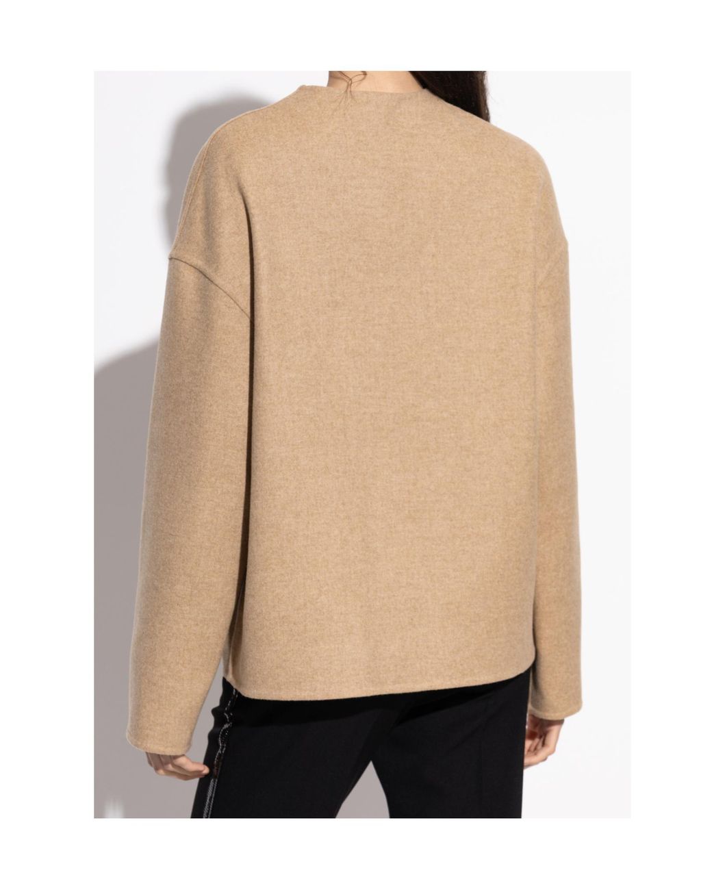 Versace Natural Crewneck Button-Up Jacket