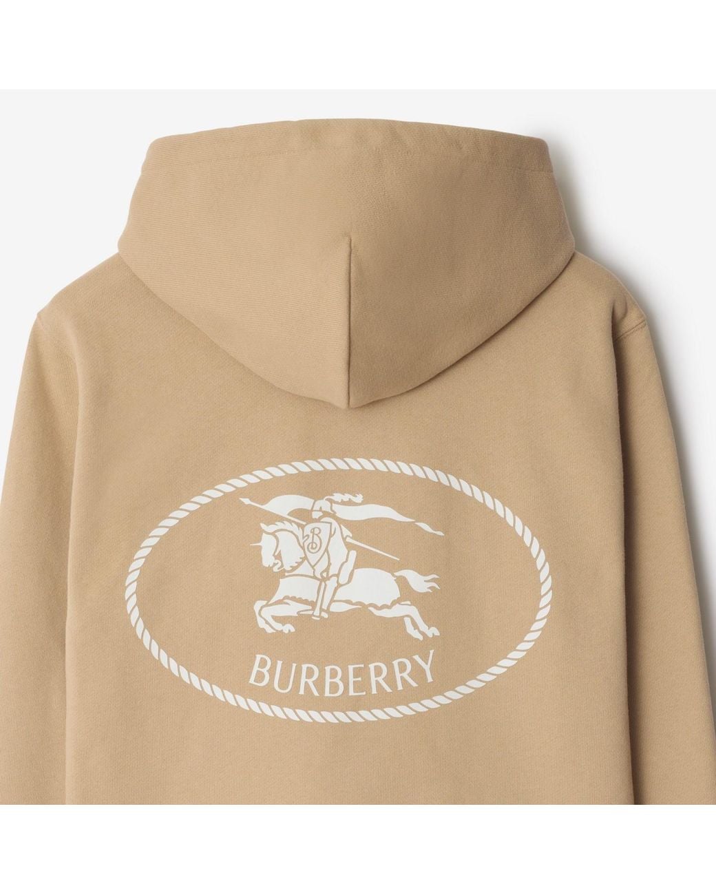 Burberry Natural Cotton Knight Stamp Hoodie for men