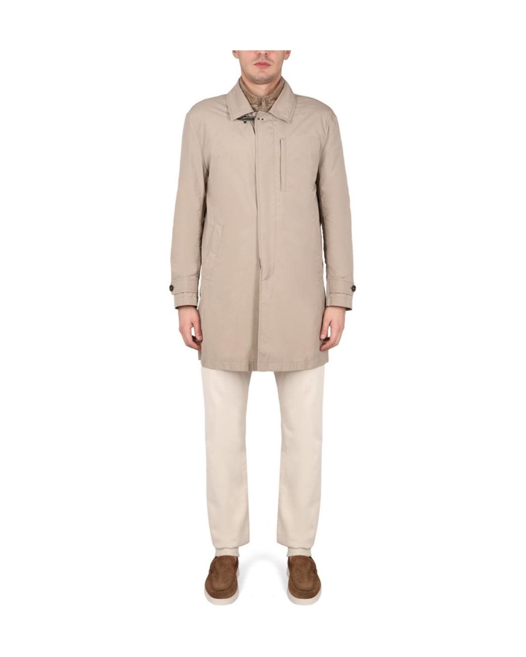 Fay Brown Single-Breasted Utility Coat for men