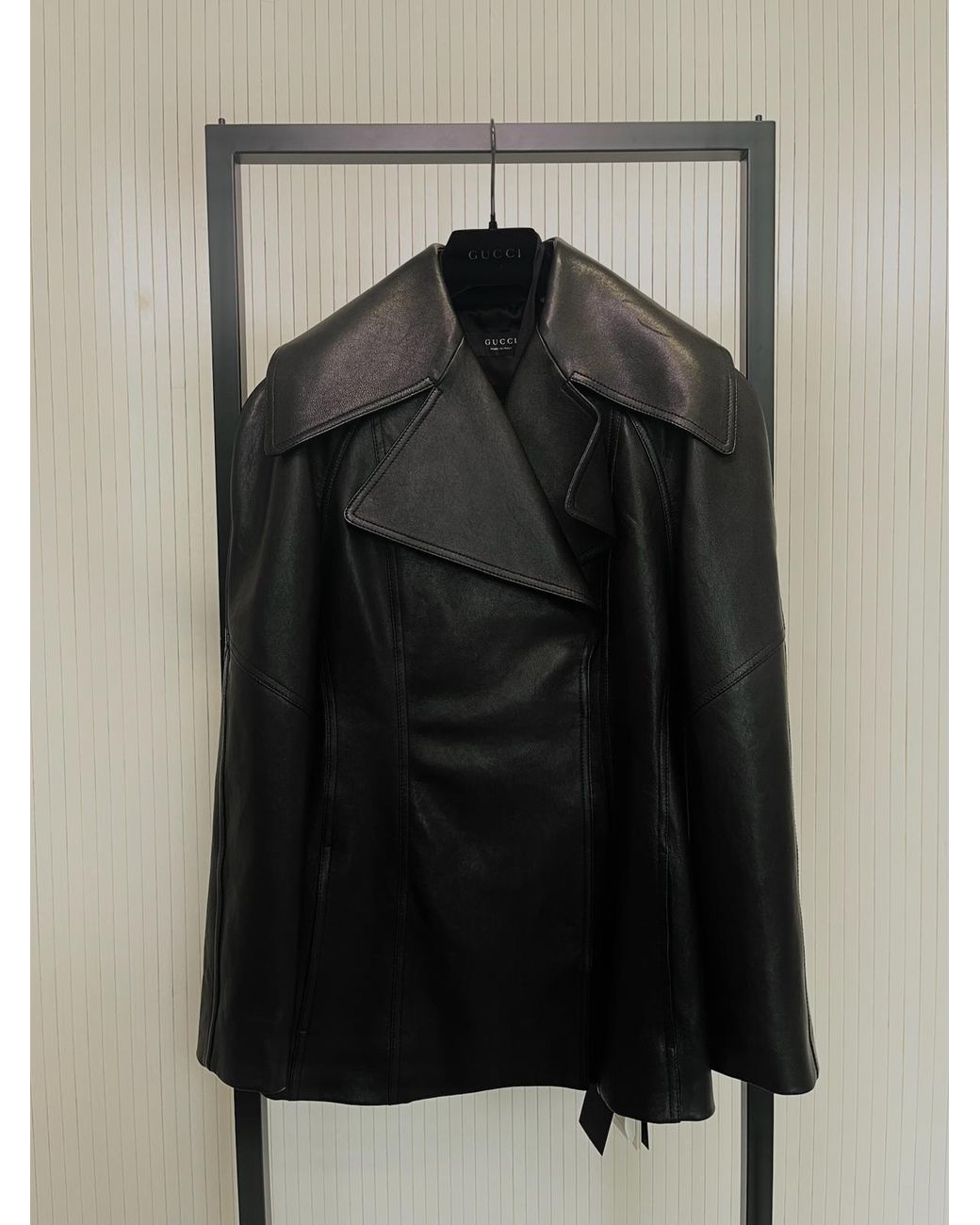 Gucci Black Collared Belted Trench Coat