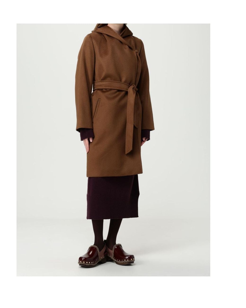 Max Mara Brown Hooded Virgin-Wool Coat