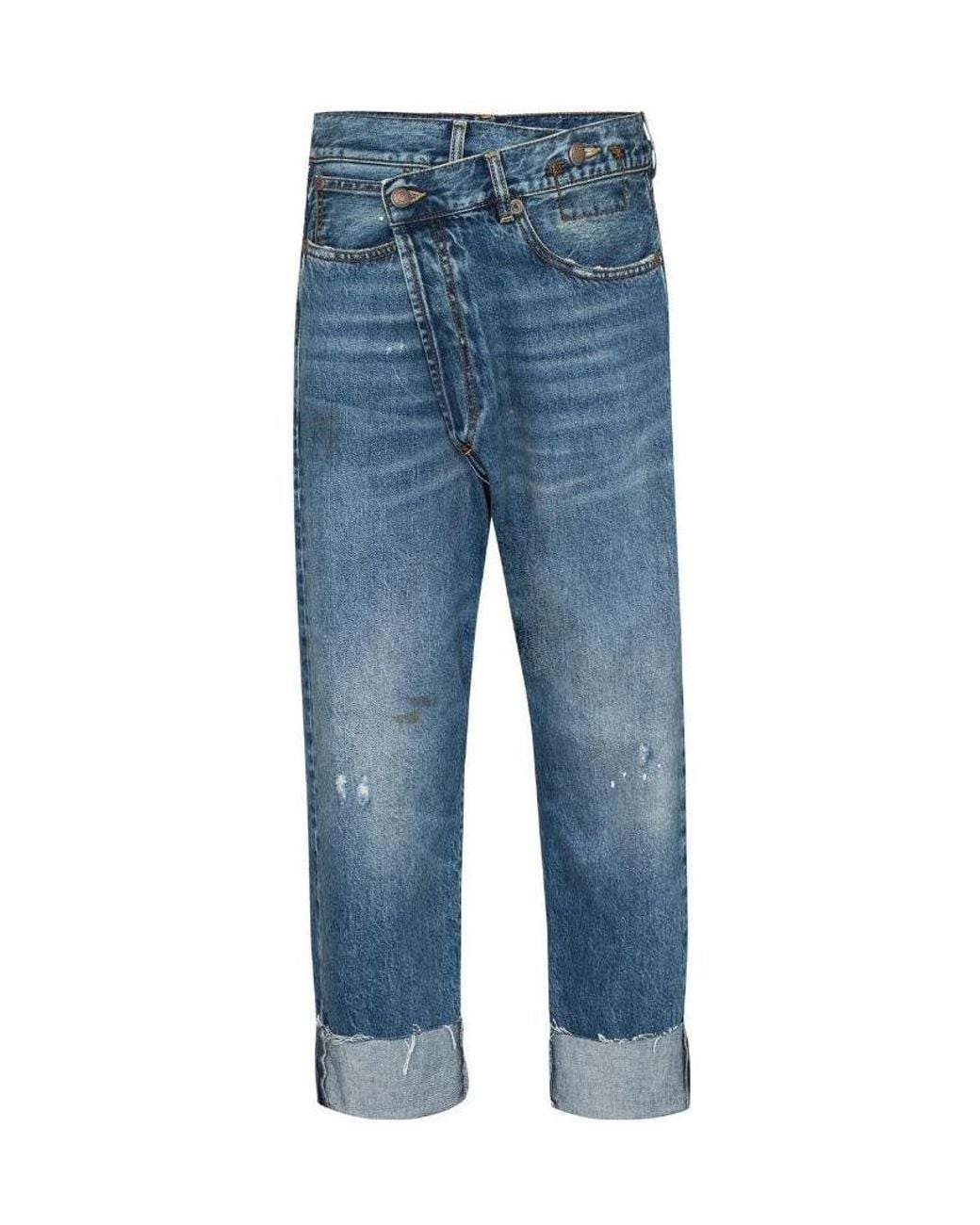 R13 Blue Crossover Cropped Jeans