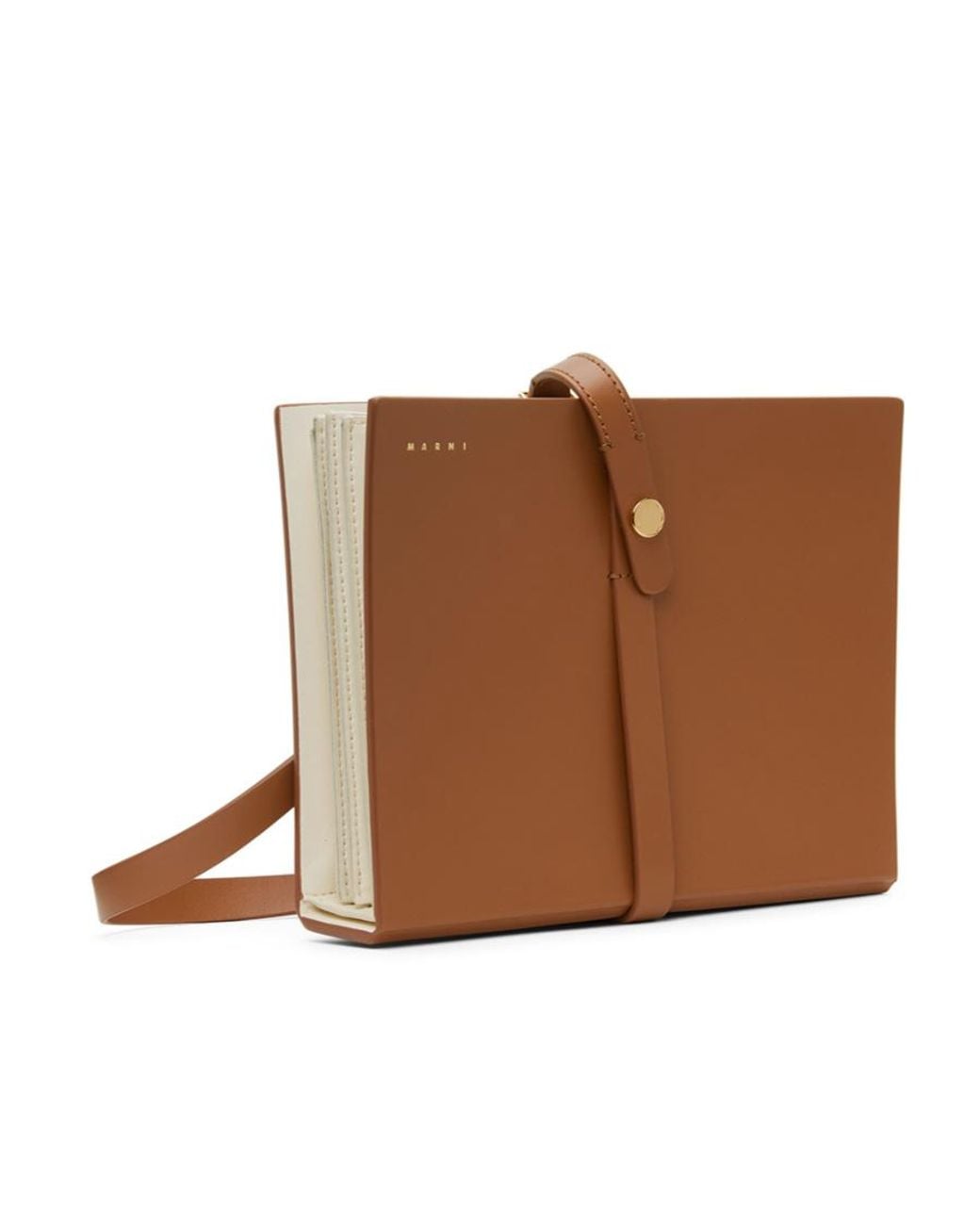 Marni Brown Calf Leather Strapped Clutch Bag