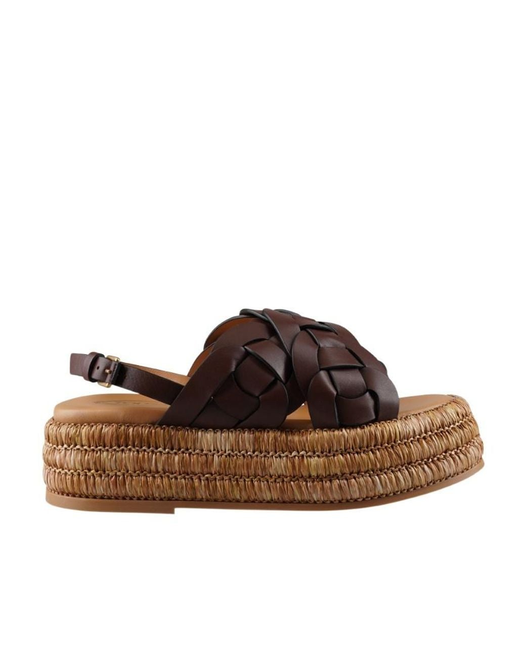 Tod's Brown Woven Slingback Sandals