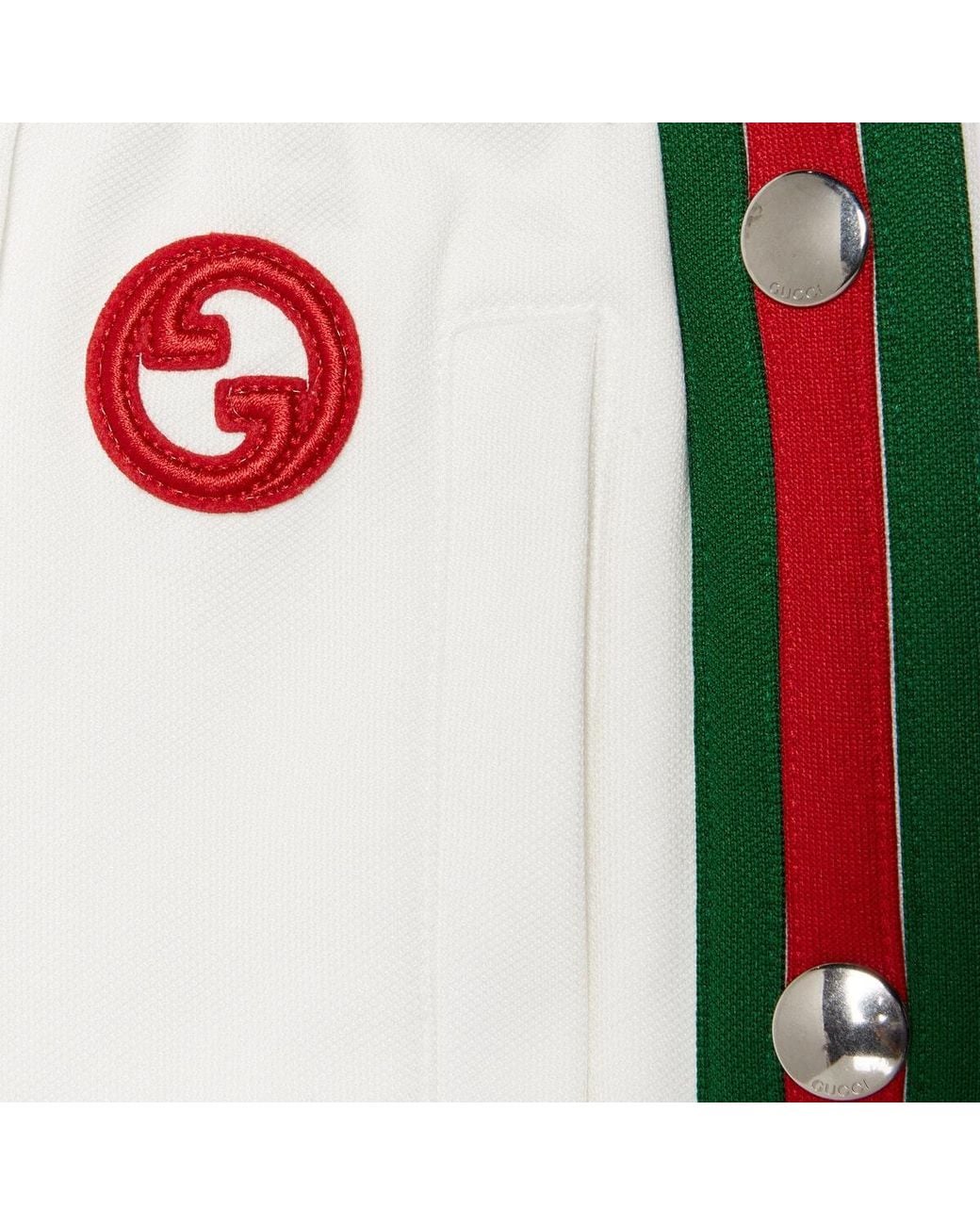 Gucci White Web-Stripe Press-Stud Track Pants