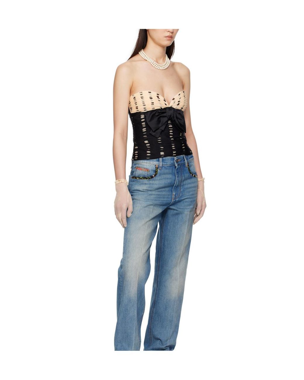 Valentino Blue Logo Patch Boyfriend Jeans