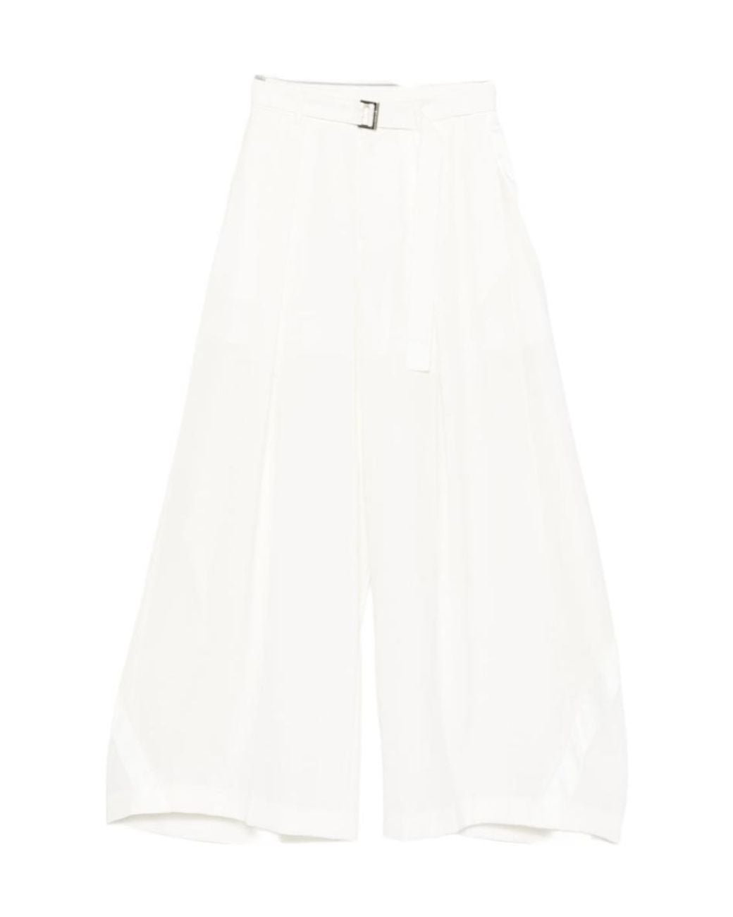 Sacai White Pleated Oversized Pants