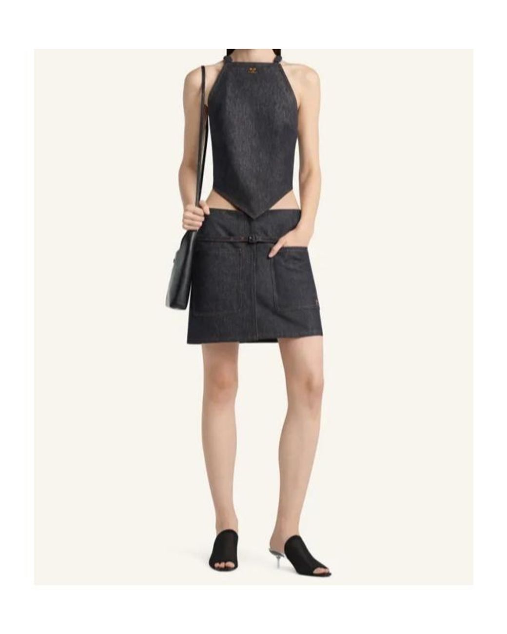 Courreges Black Double Pocket Denim Skirt