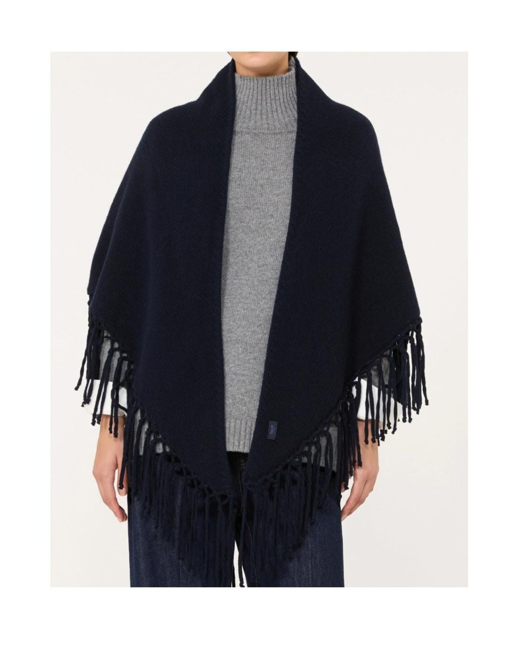 Weekend by Maxmara Blue Fringed Wool Shawl