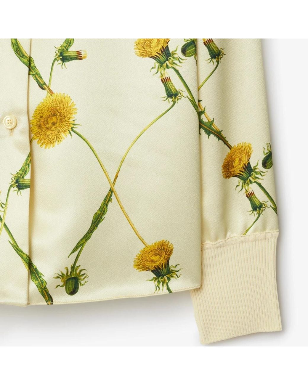 Burberry Yellow Dandelion-Print Satin Shirt