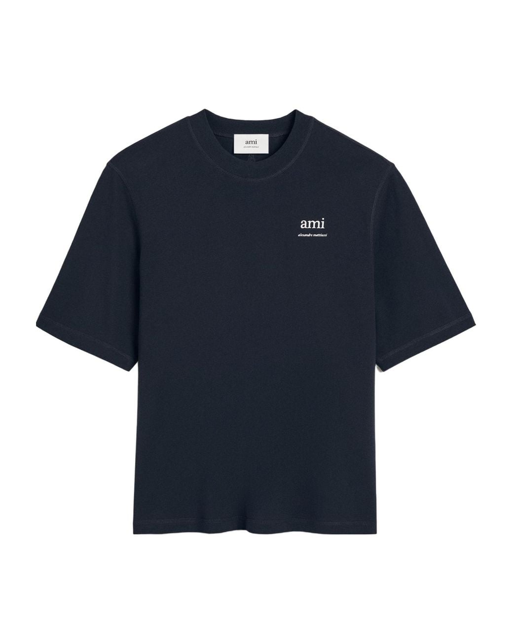 AMI Blue Logo Printed Crewneck T-Shirt for men