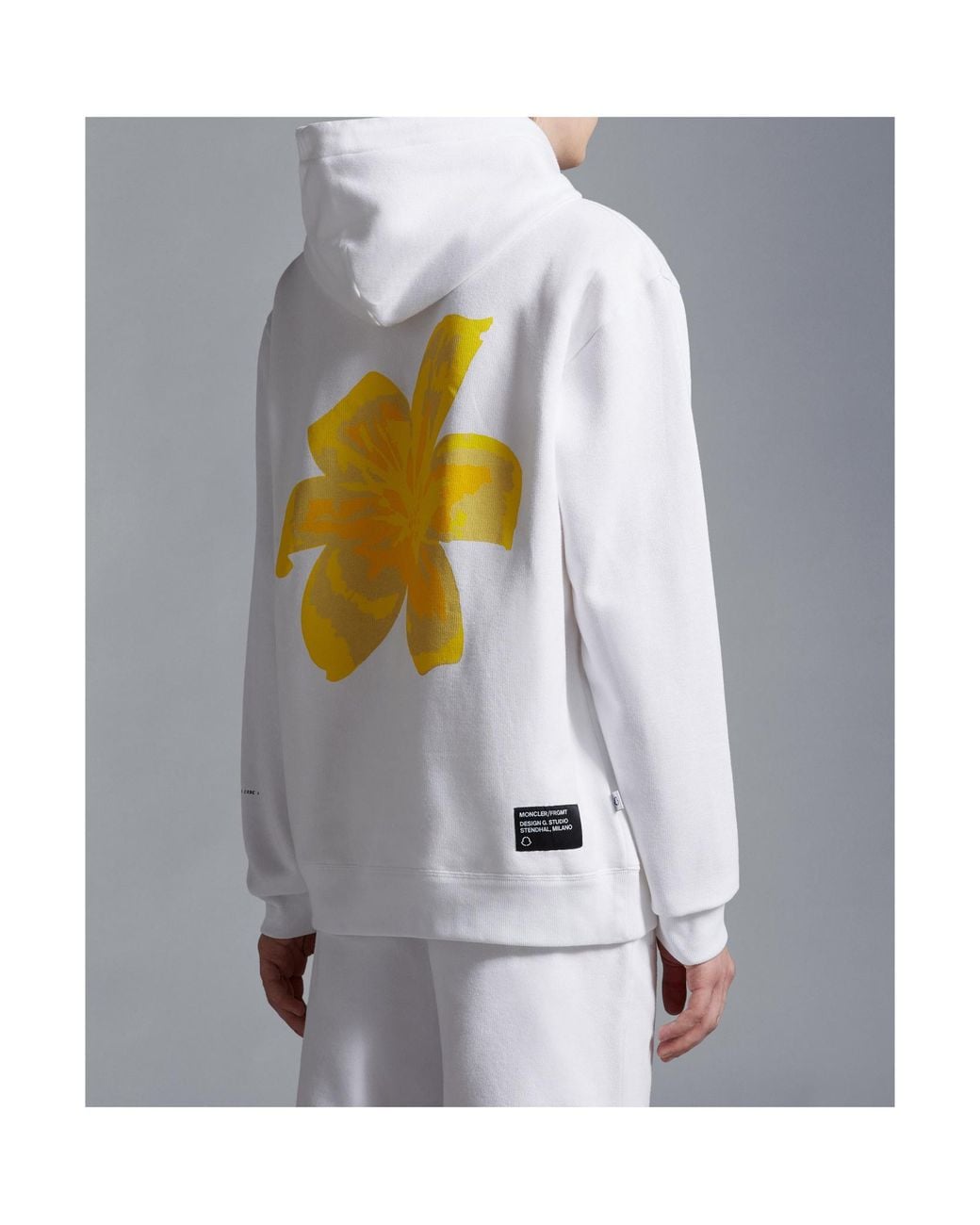 Moncler White Floral Motif Hoodie for men
