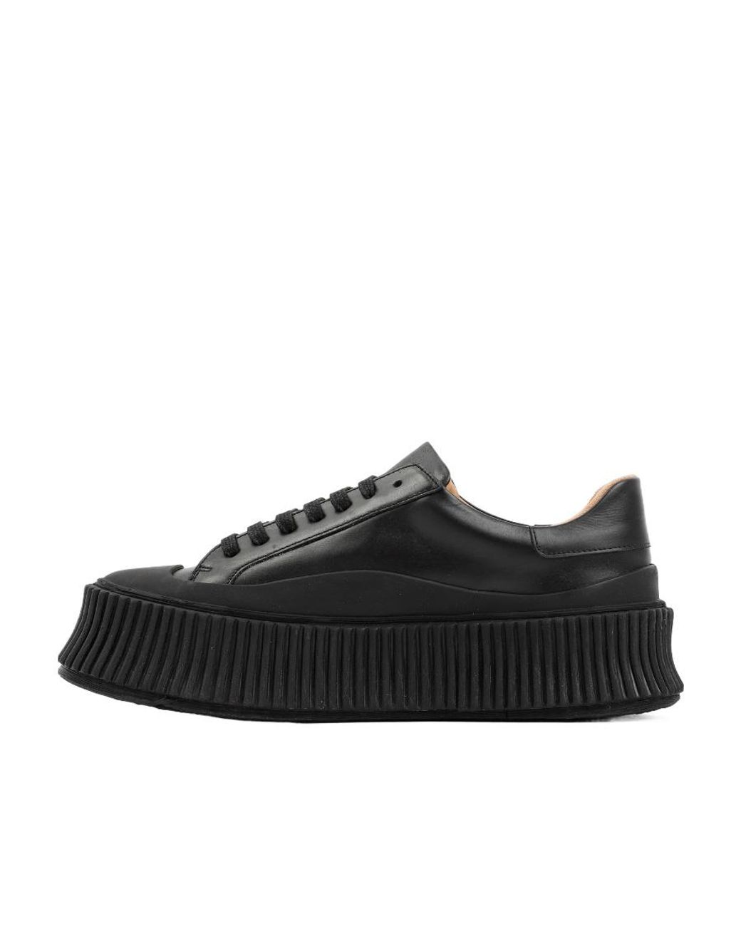 Jil Sander Black Lace-Up Round-Toe Sneakers