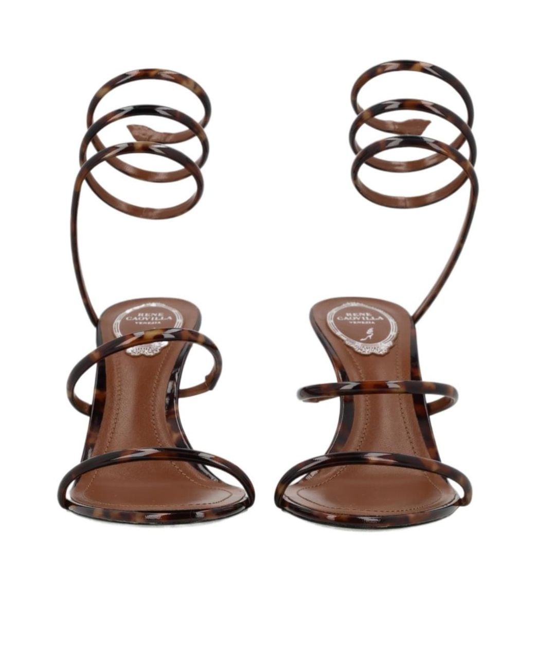 Rene Caovilla Metallic Cleo Tortoiseshell-Effect Sandals