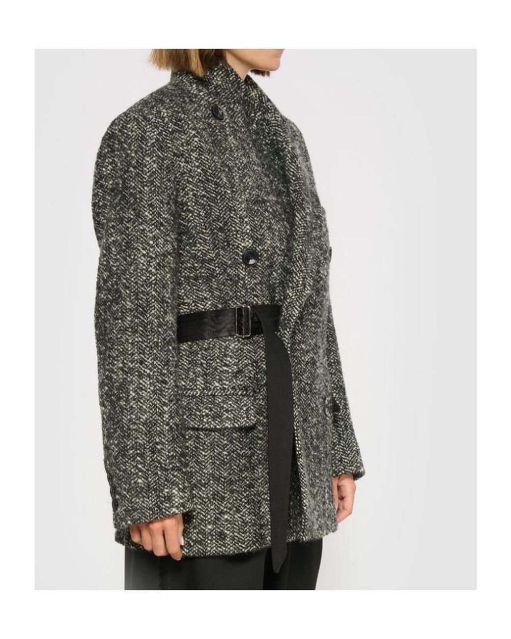 Isabel Marant Gray Ezzia-Gd Boyish Buckle V-Neck Blazer