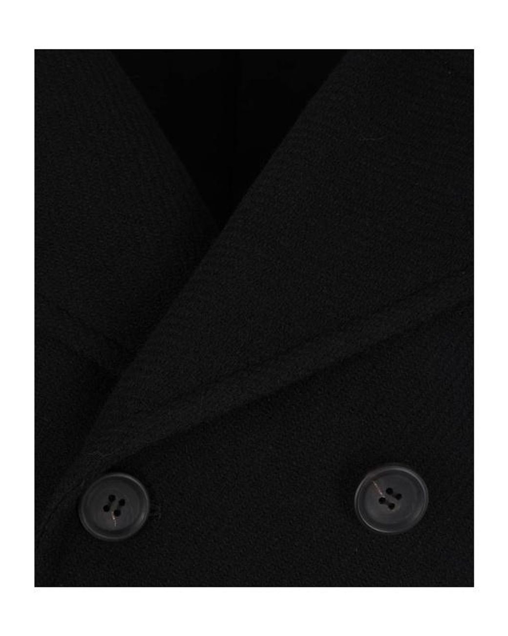 Yohji Yamamoto Black Double-Breasted Distressed Coat
