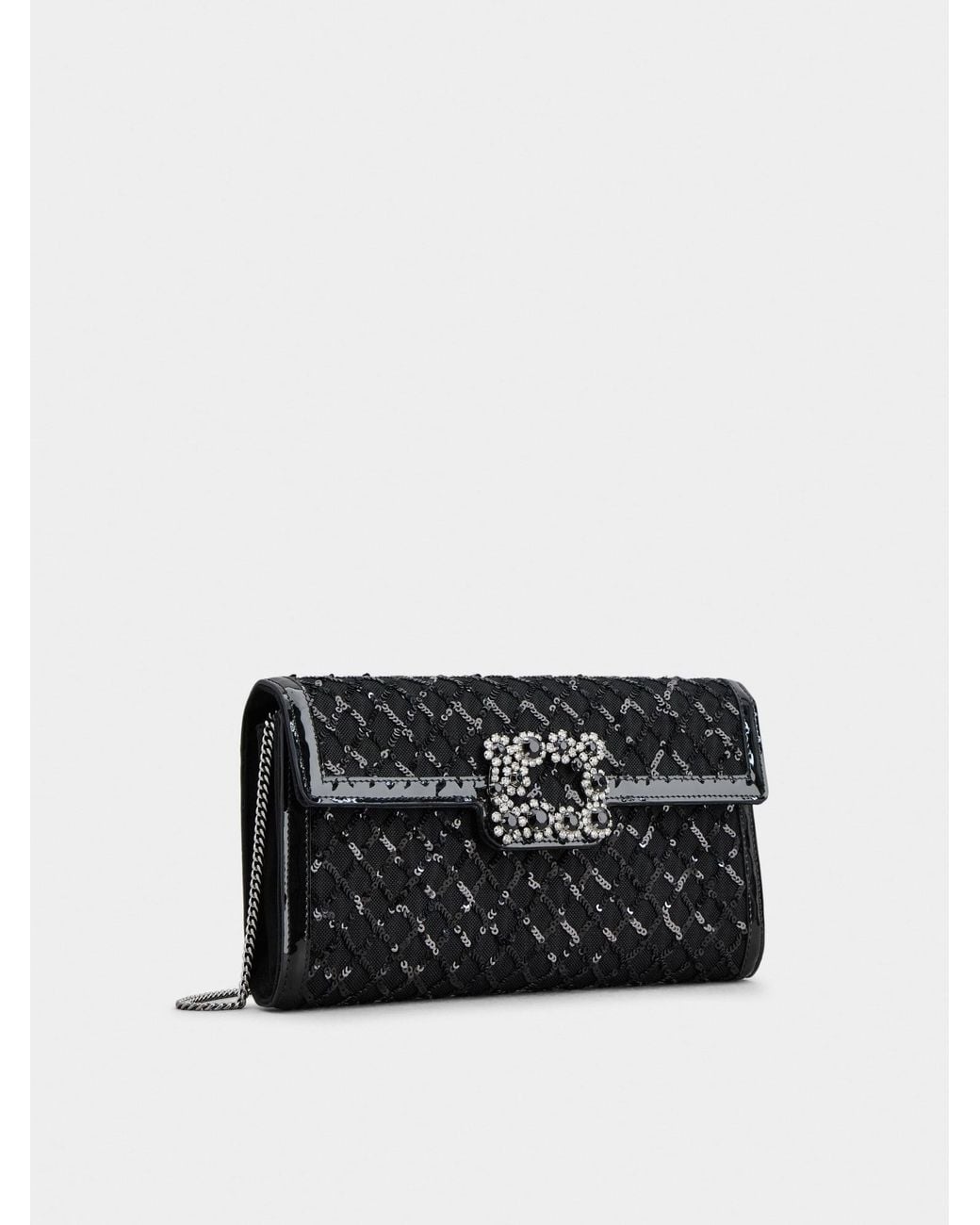 Roger Vivier Black Embellished Chain Shoulder Bag