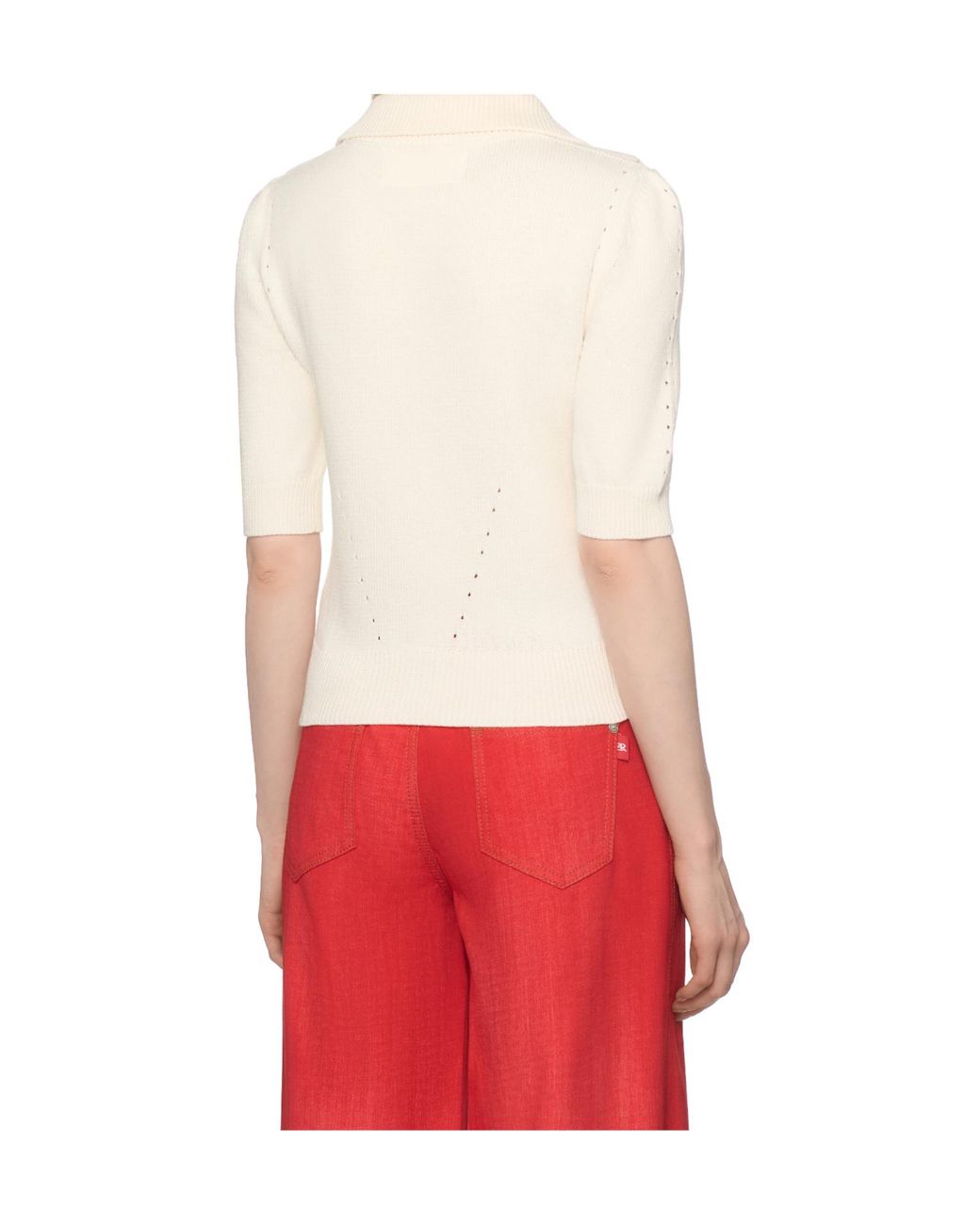 Ermanno Scervino White Lace-Up Perforated T-Shirt