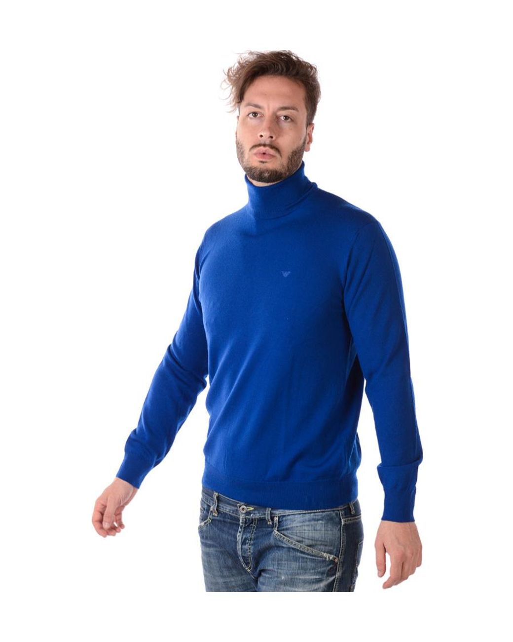 Emporio Armani Blue High-Neck Sweater for men