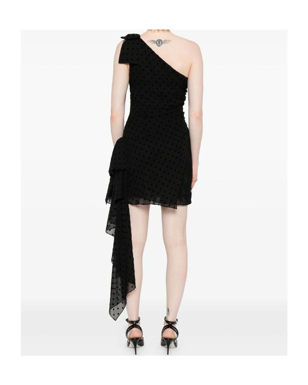 Alessandra Rich Black Polka-Dot Ruffled Dress