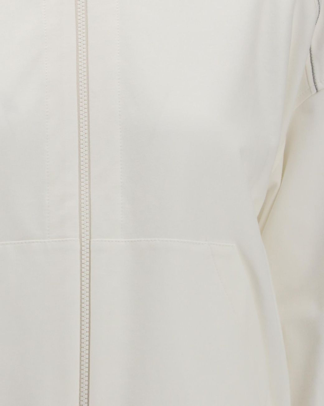 Brunello Cucinelli White Monili-Embellished Zipped Hoodie