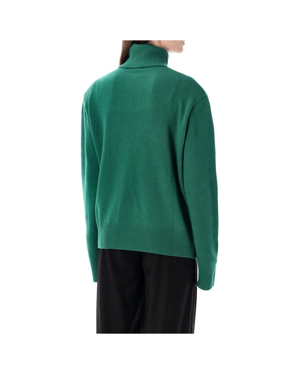 Frankie Shop Green High-Neck Knit Sweater