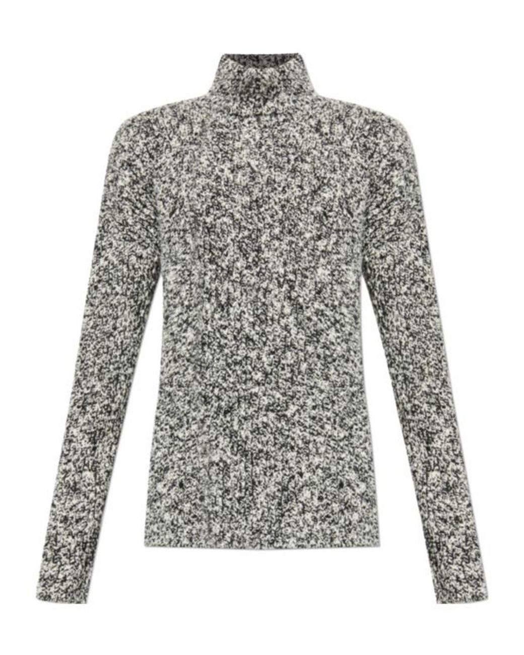 Dolce & Gabbana Gray Logo Patch Turtleneck Knitted Jumper for men