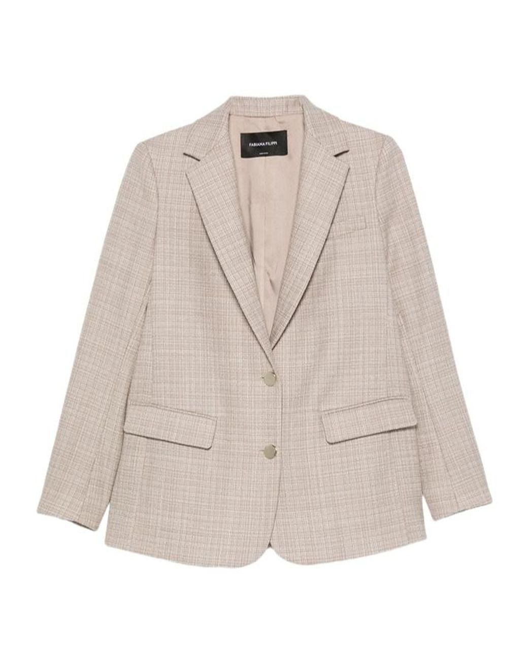 Fabiana Filippi Natural Single-Breasted Long-Sleeve Blazer