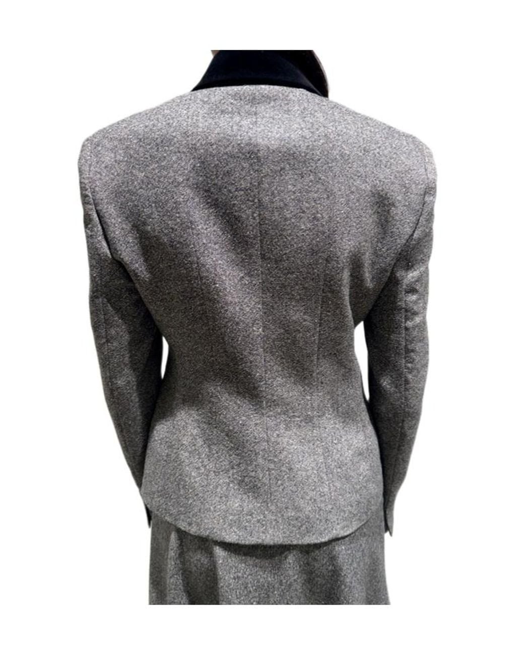 Max Mara Gray Wool And Silk Blend Double-Breasted Jacket