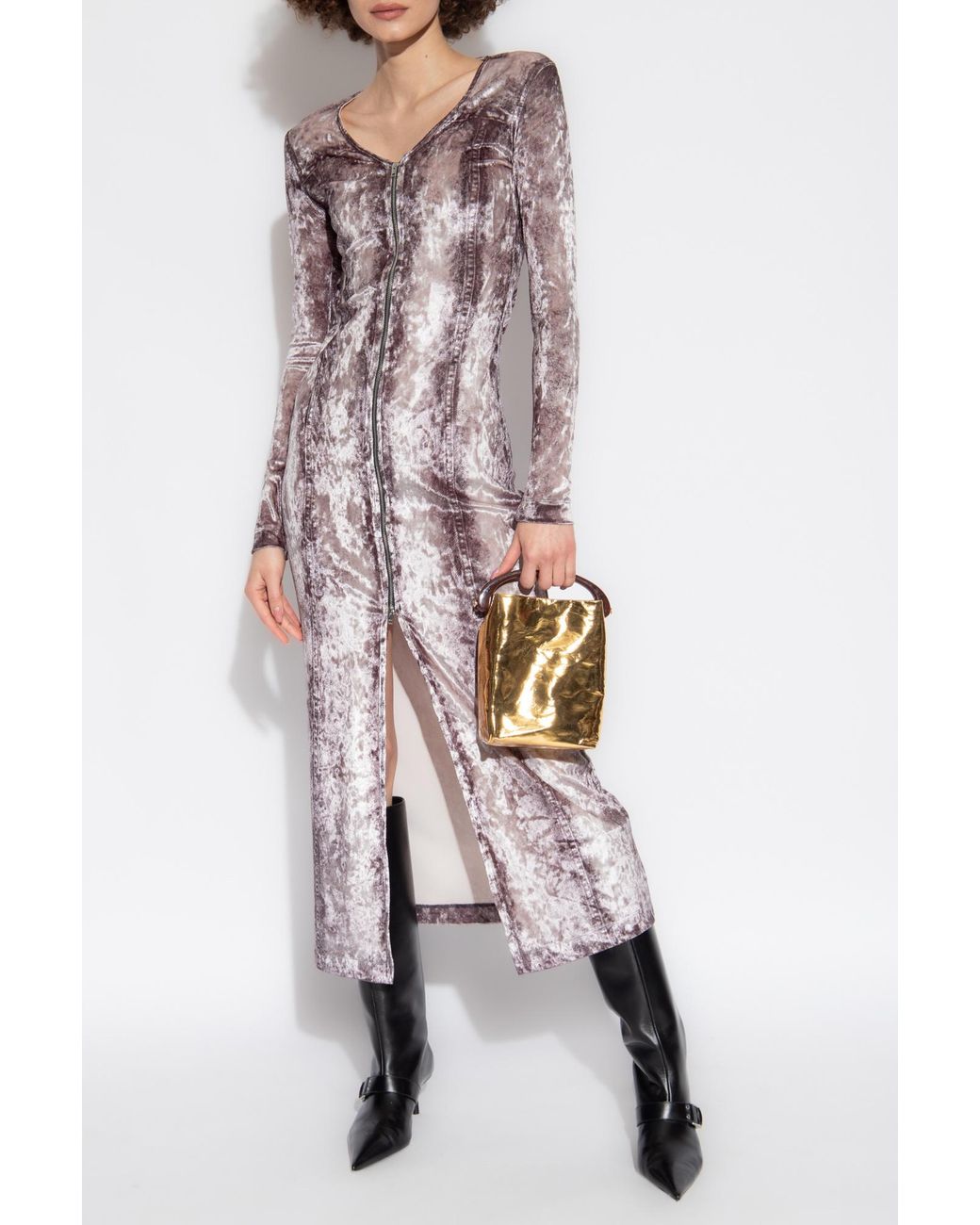 DIESEL Purple D-Martel V-Neck Midi Dress