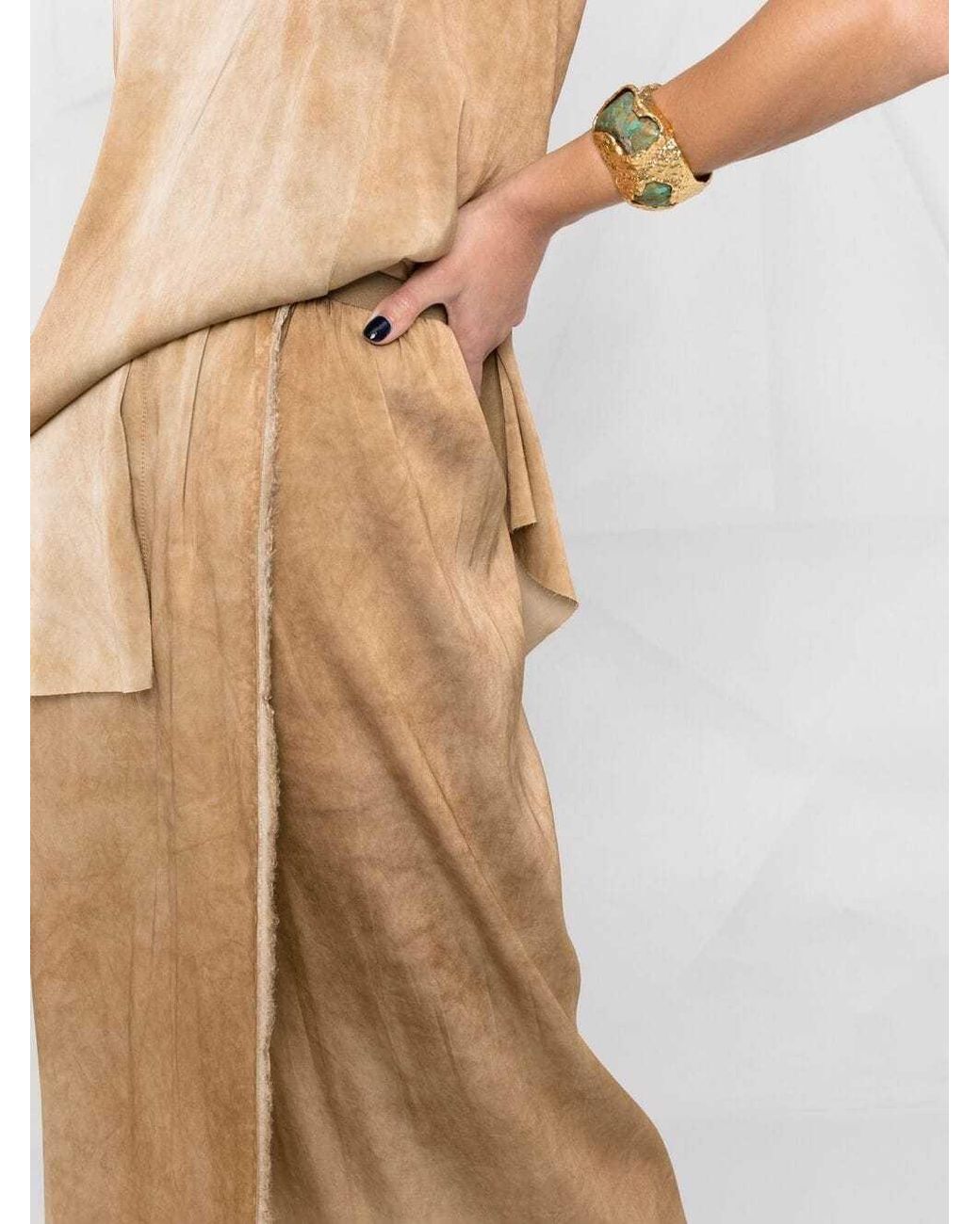 Uma Wang Natural Distressed Raw-Cut Maxi Skirt
