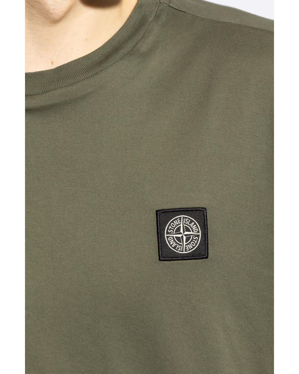 Stone Island Green Compass-Patch Crewneck T-Shirt for men
