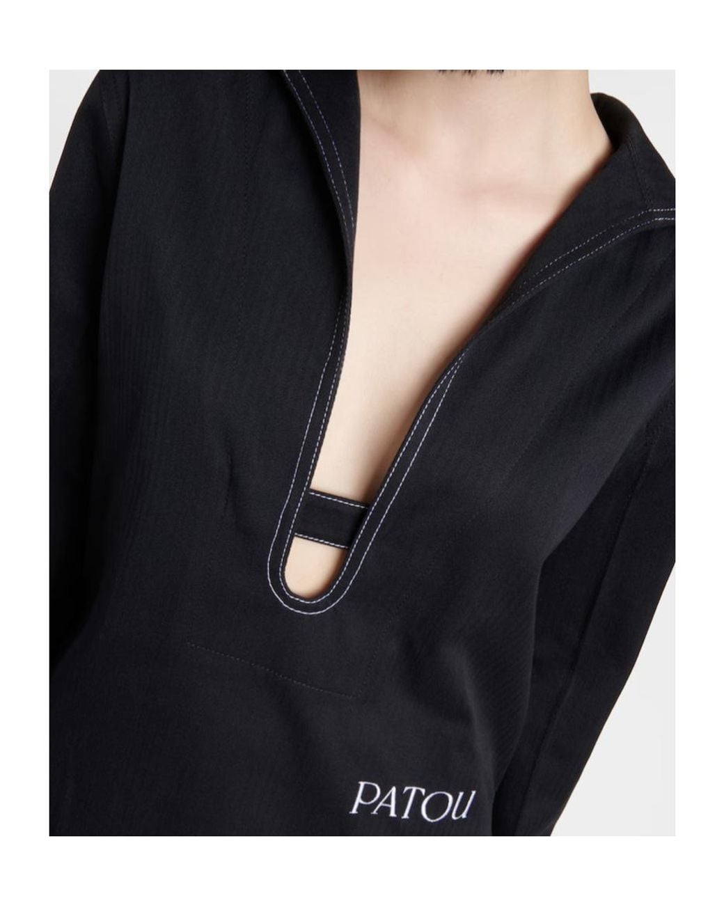 Patou Black Logo Long-Sleeved Blouse