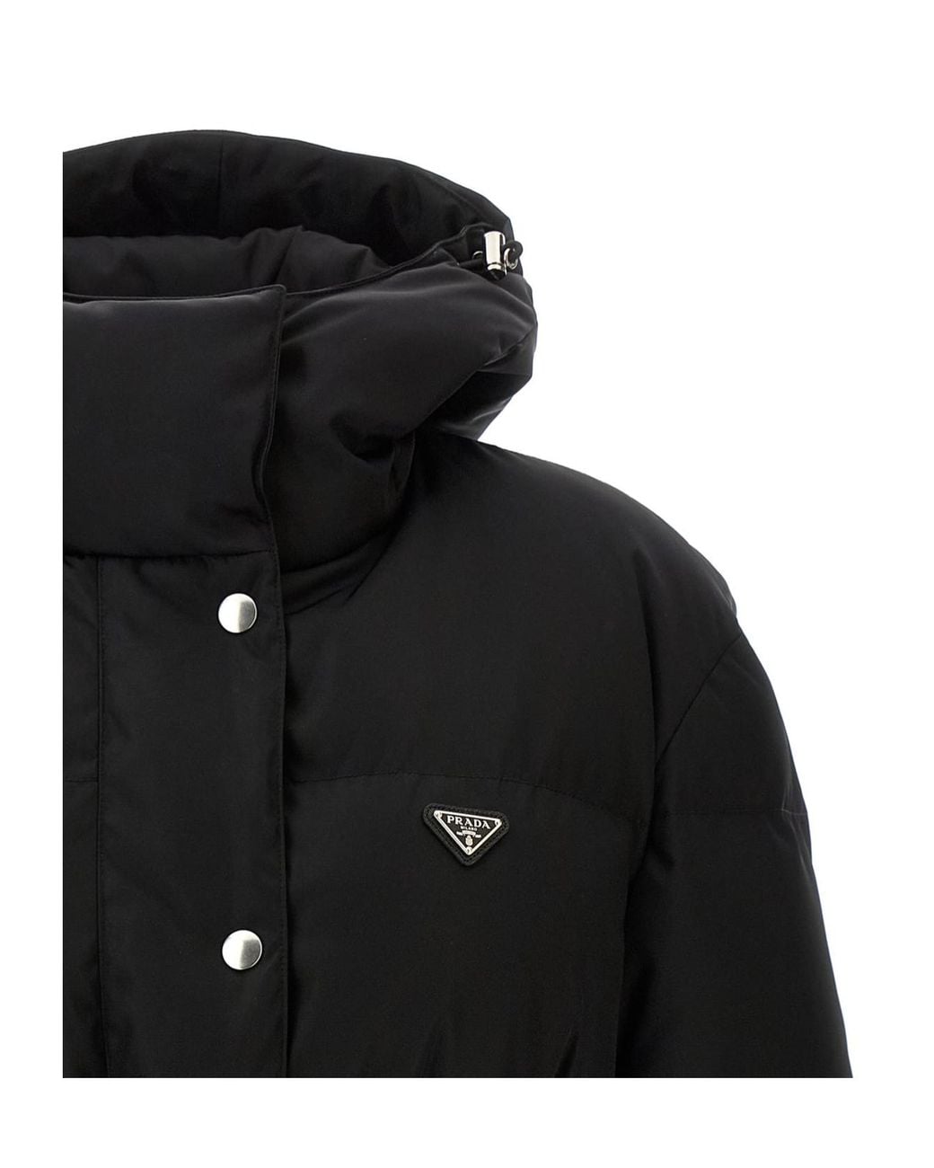 Prada Black Belted Hooded Down Jacket