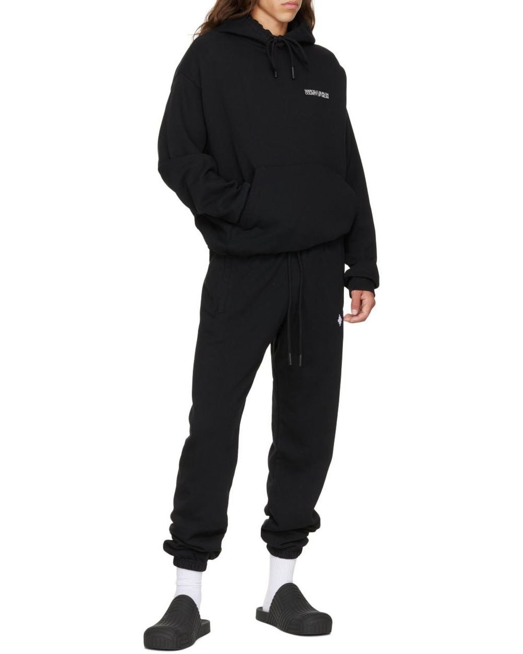 Marcelo Burlon Black Logo Elastic Sweatpants for men