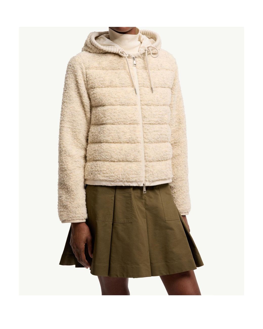 Moncler Natural Hooded Zip-Up Quilted Jacket