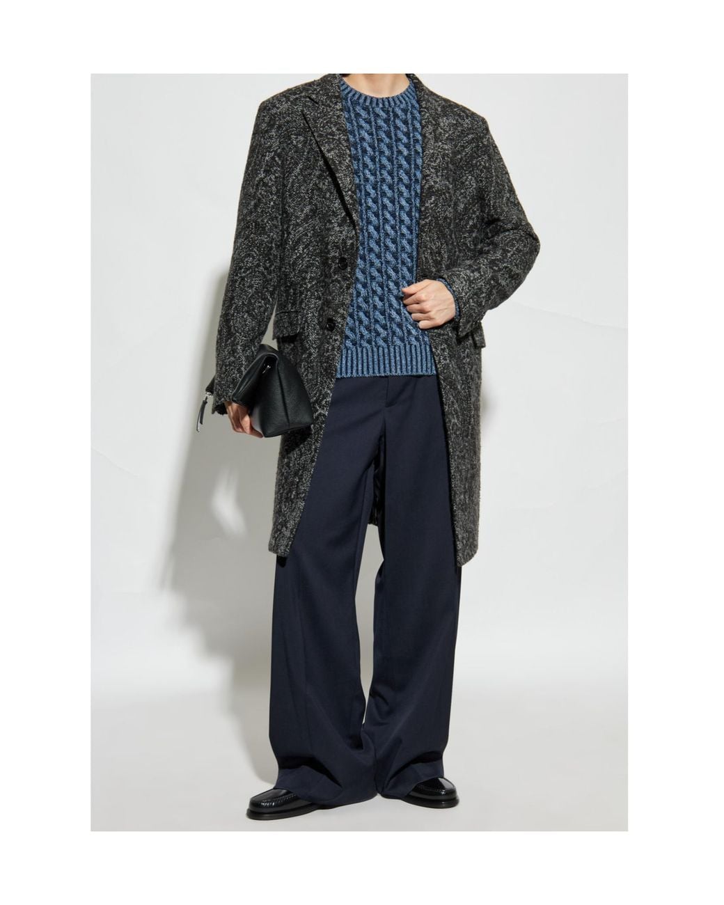 Etro Blue Cable Knitted Crewneck Jumper for men