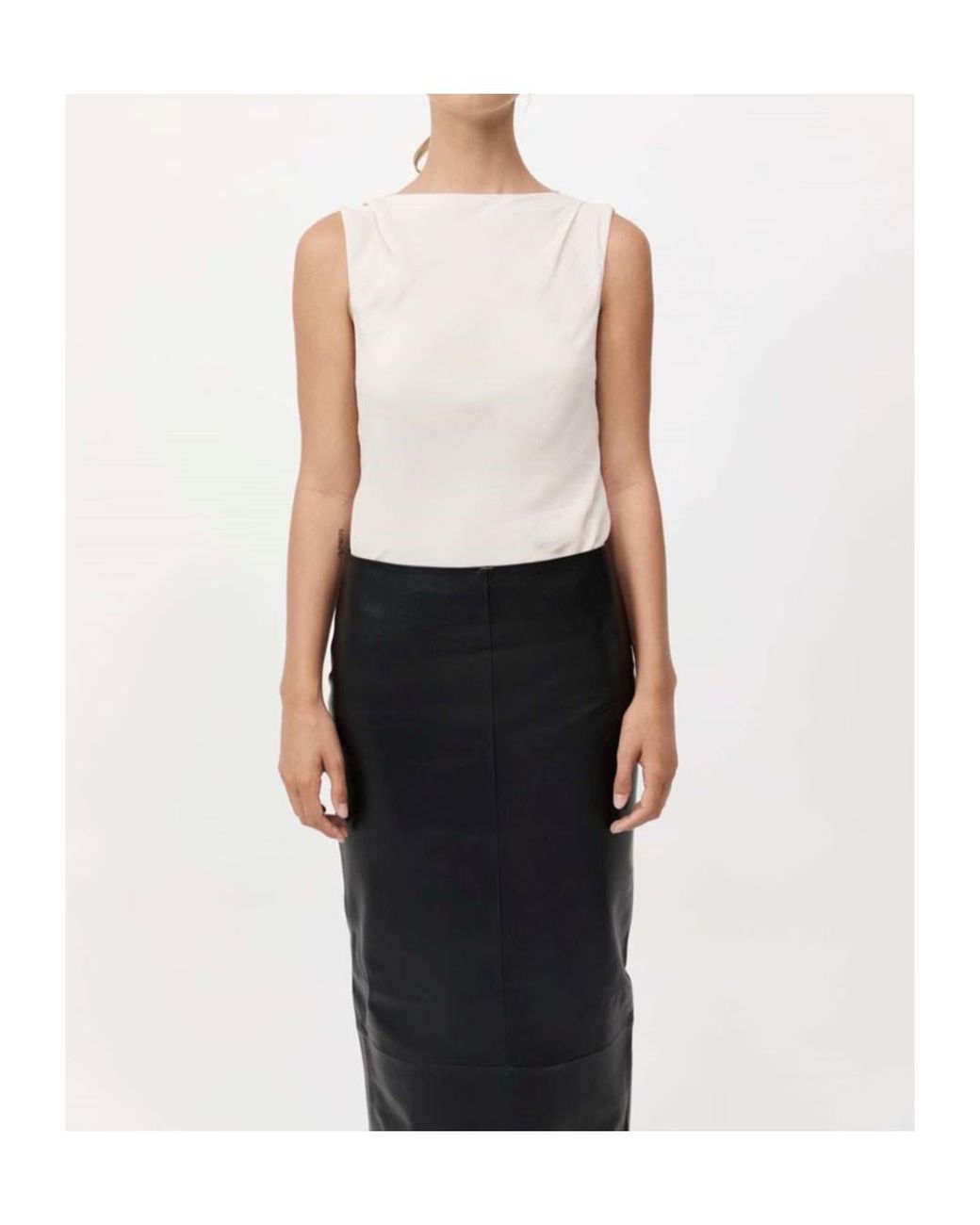 St. Agni Natural Draped Open-Back Blouse
