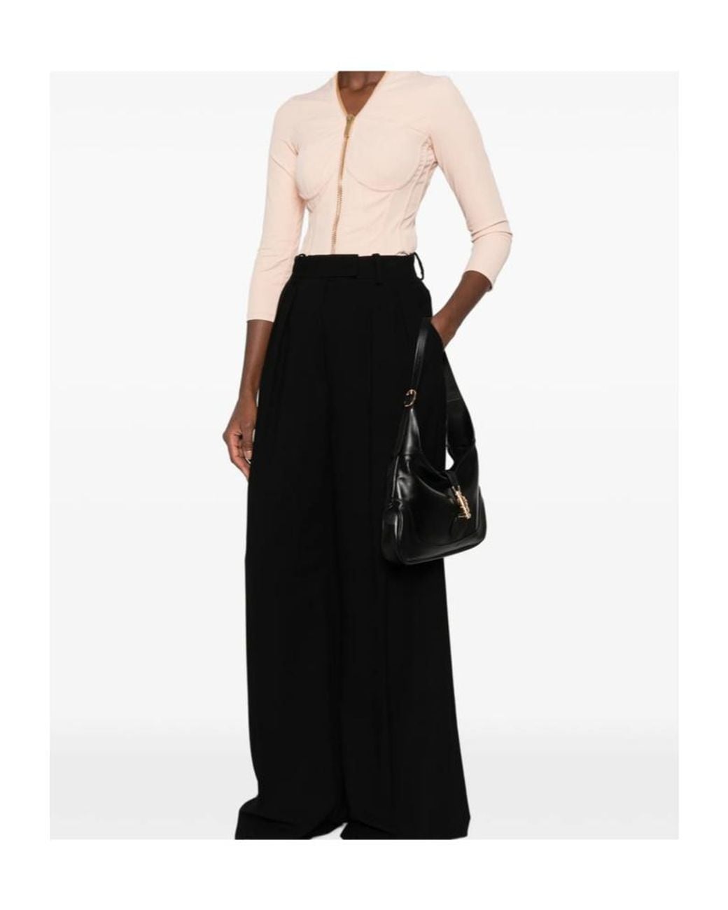 Elisabetta Franchi Natural Corset-Style Zip-Up Jacket