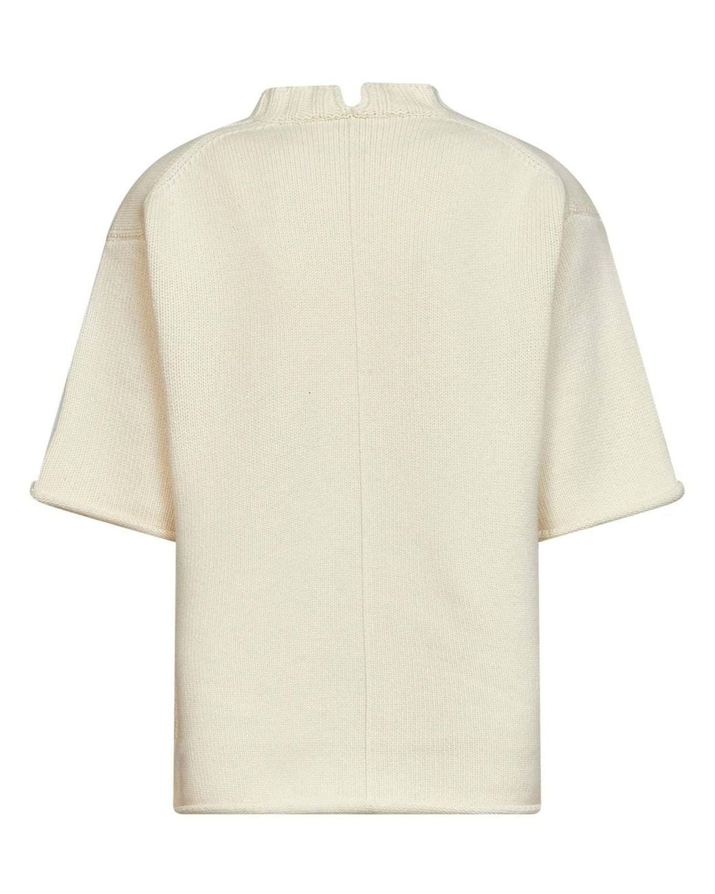 Bottega Veneta White Ribbed Stand-Collar Knitted Top