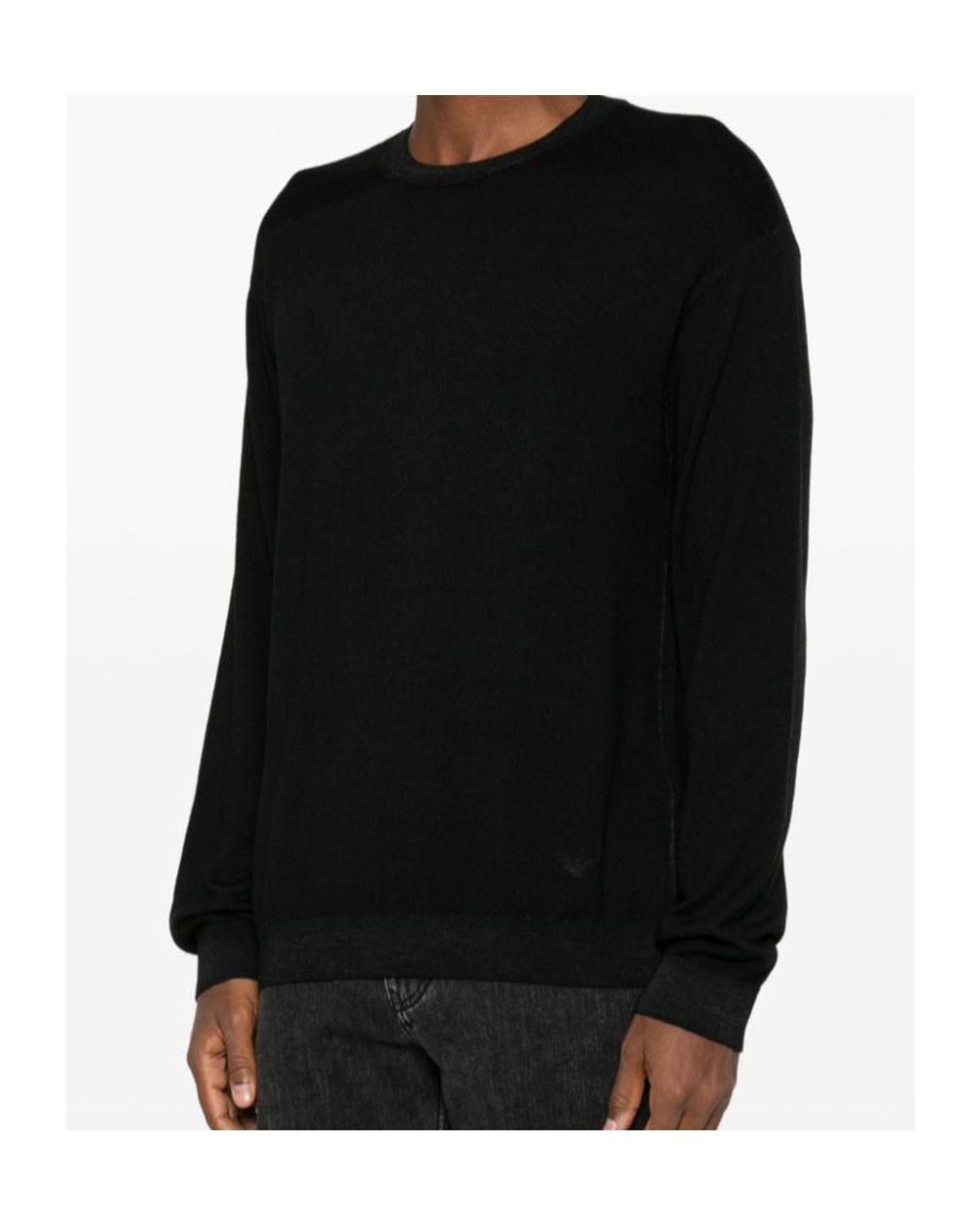 Emporio Armani Black Crew-Neck Long-Sleeve Sweater for men