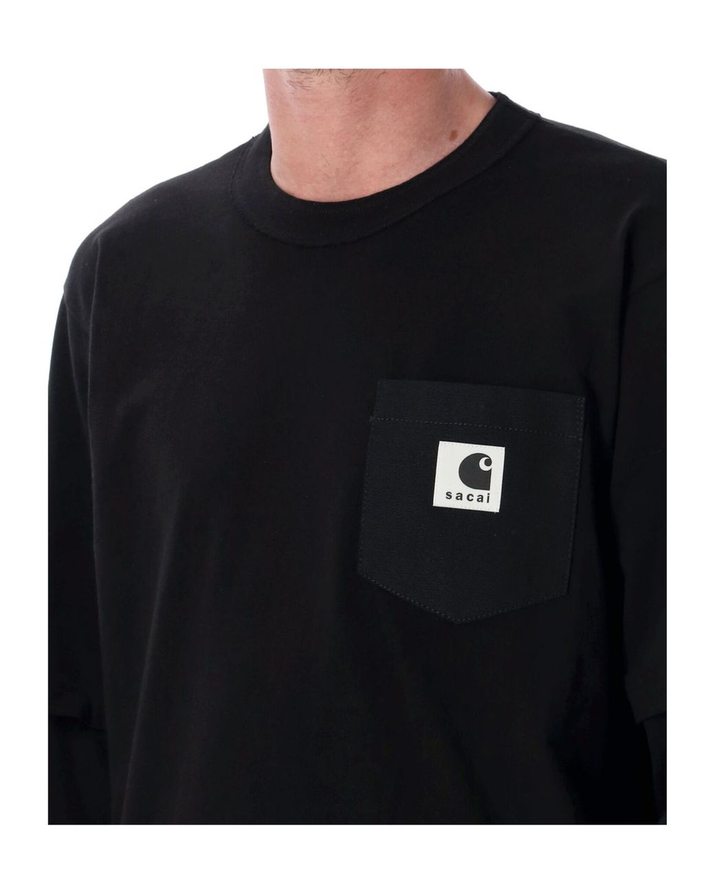 Sacai Black X Carhartt Wip Logo Patch Crewneck Sweatshirt for men