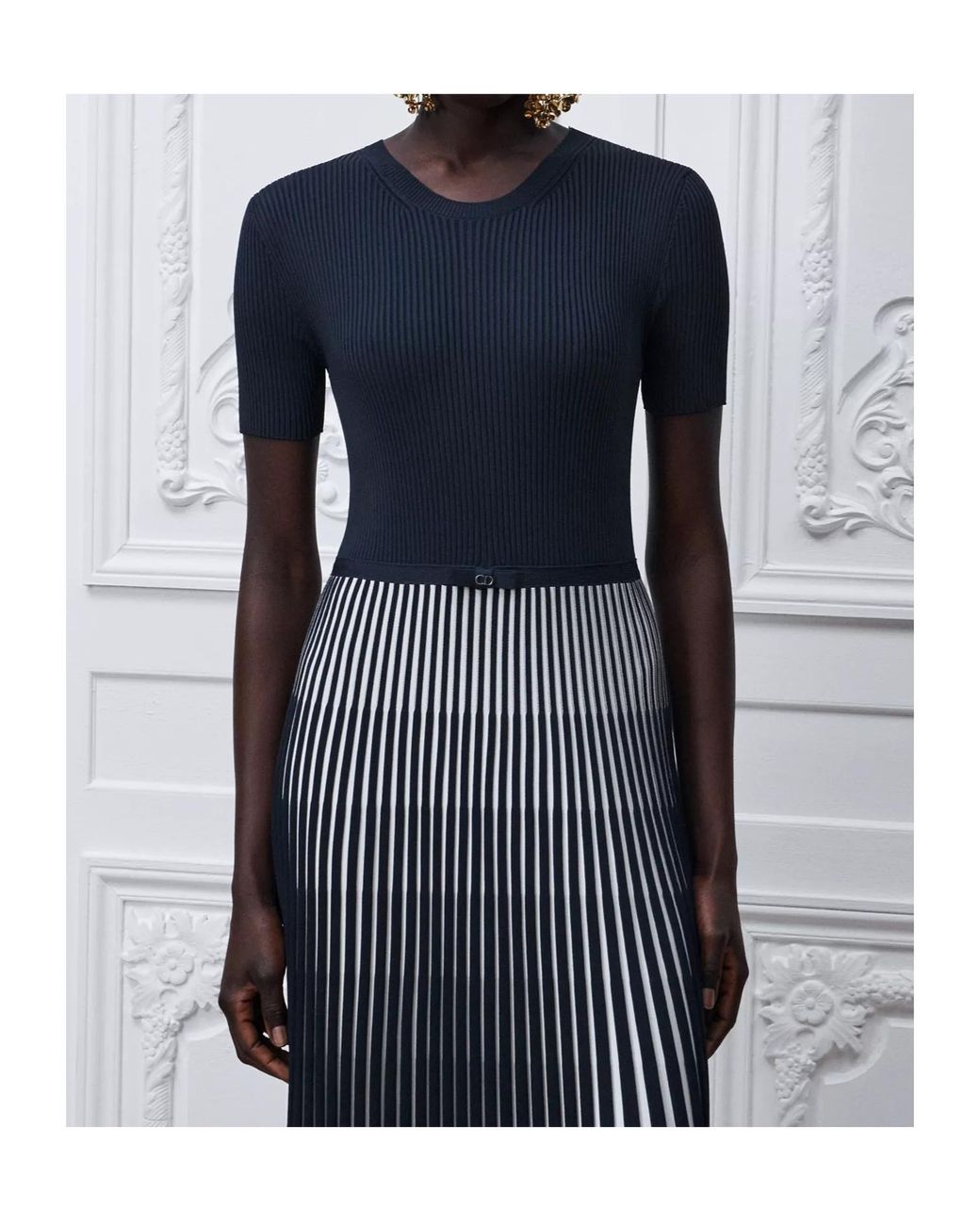 Dior Blue Iviera Mid-Length Fitted Dress