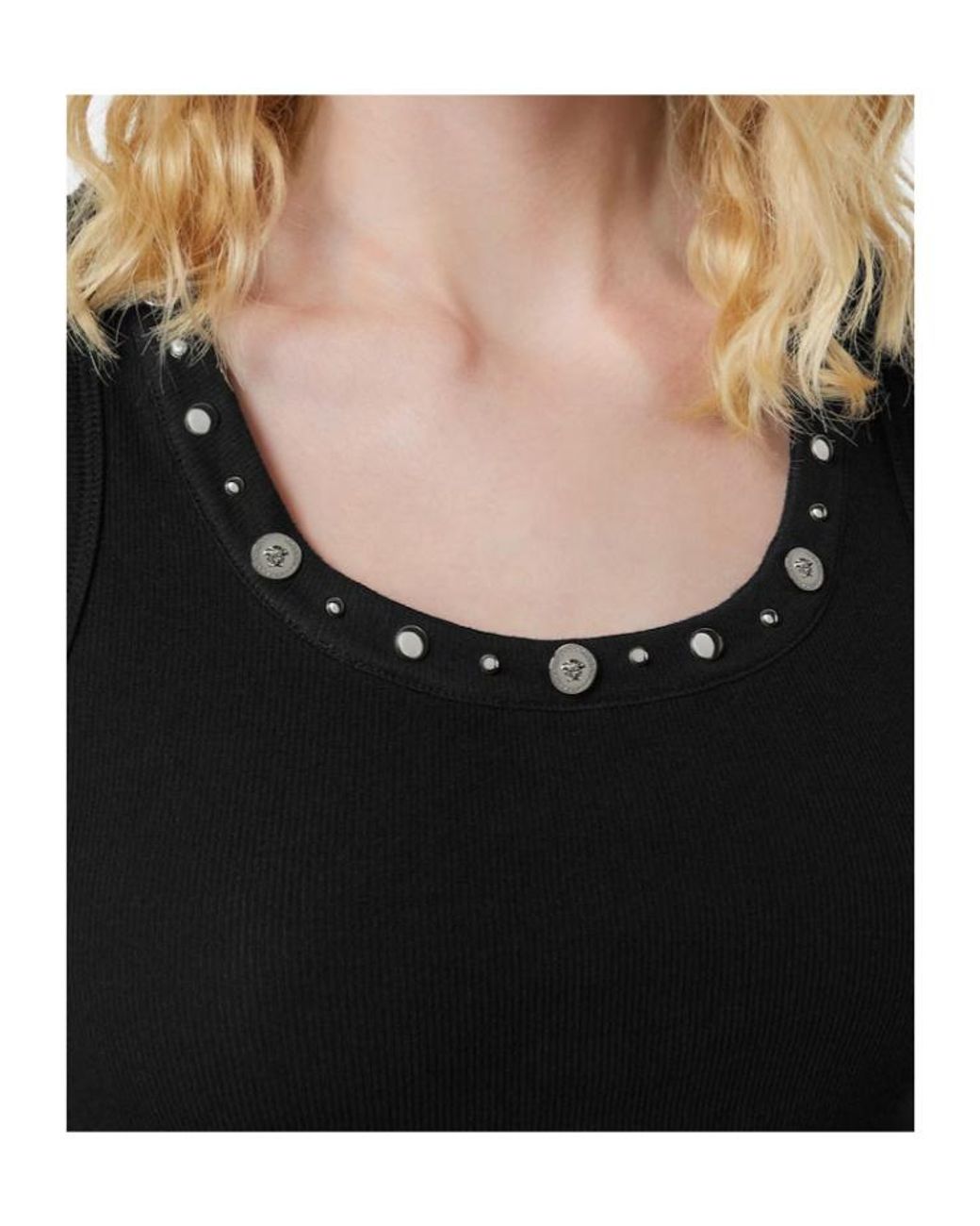 Versace Black Sleeveless Tops