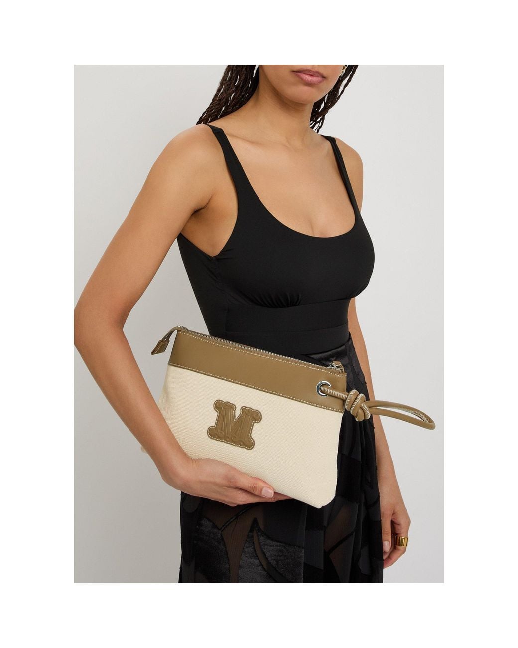 Max Mara Natural Canvas Clutch