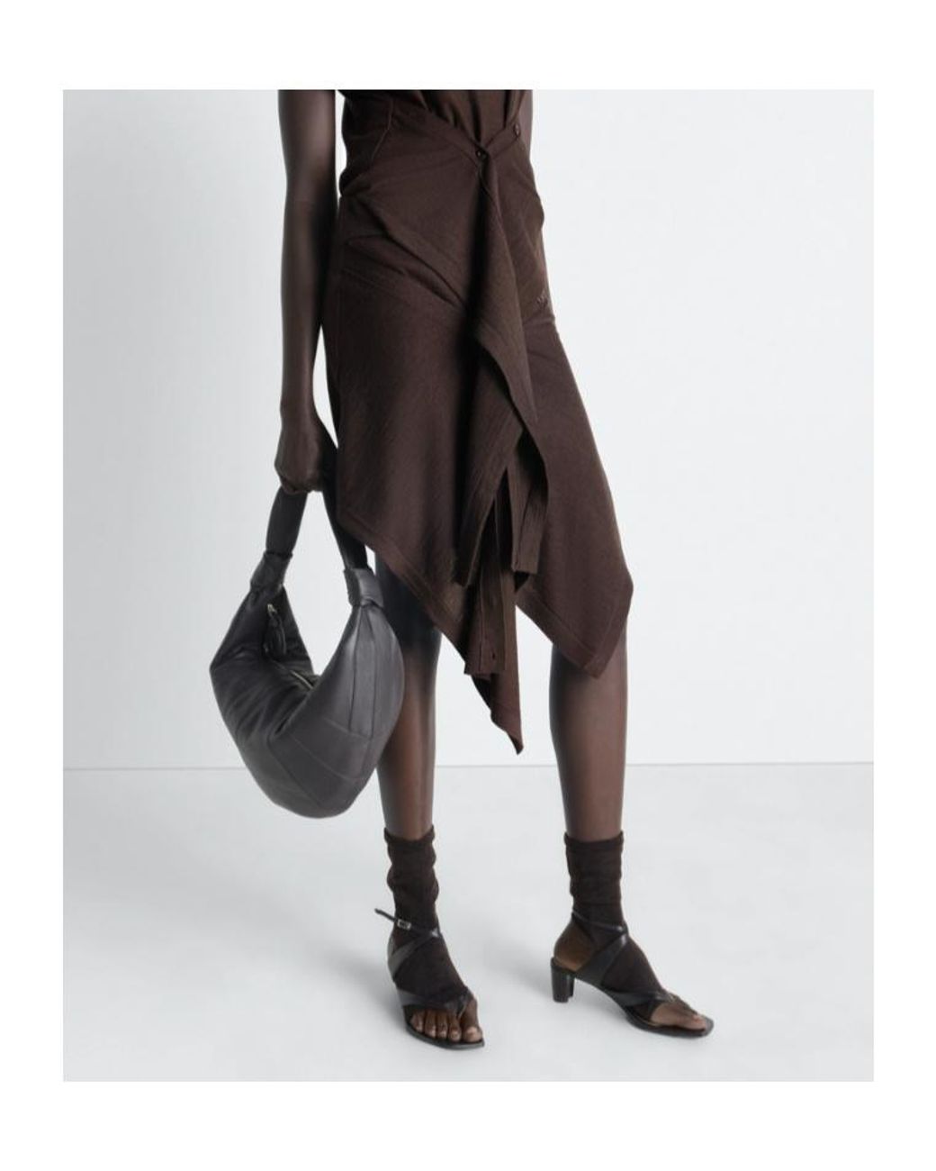 Lemaire Brown Buttoned Midi Skirt